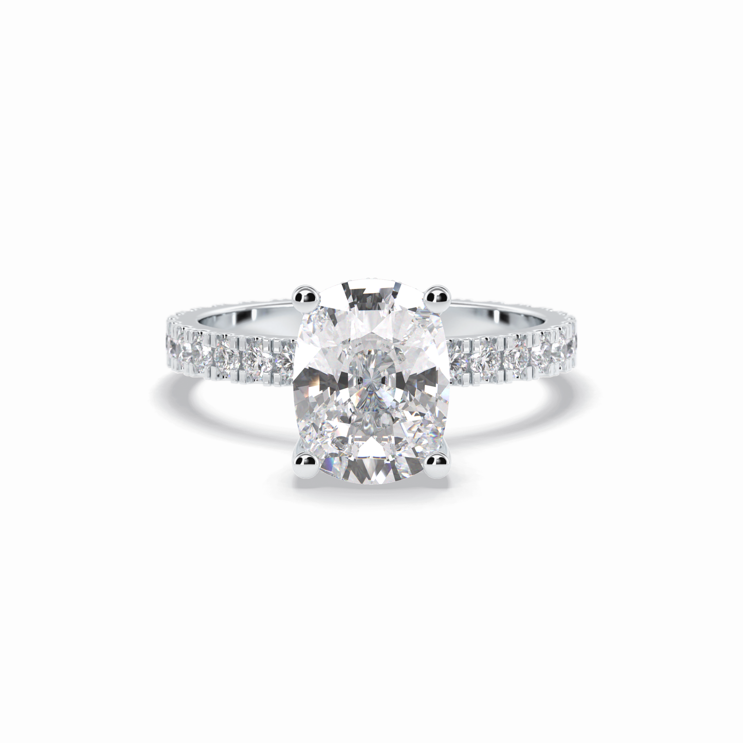 Cushion Hidden Halo & Pave Lab Grown Diamond Engagement Ring