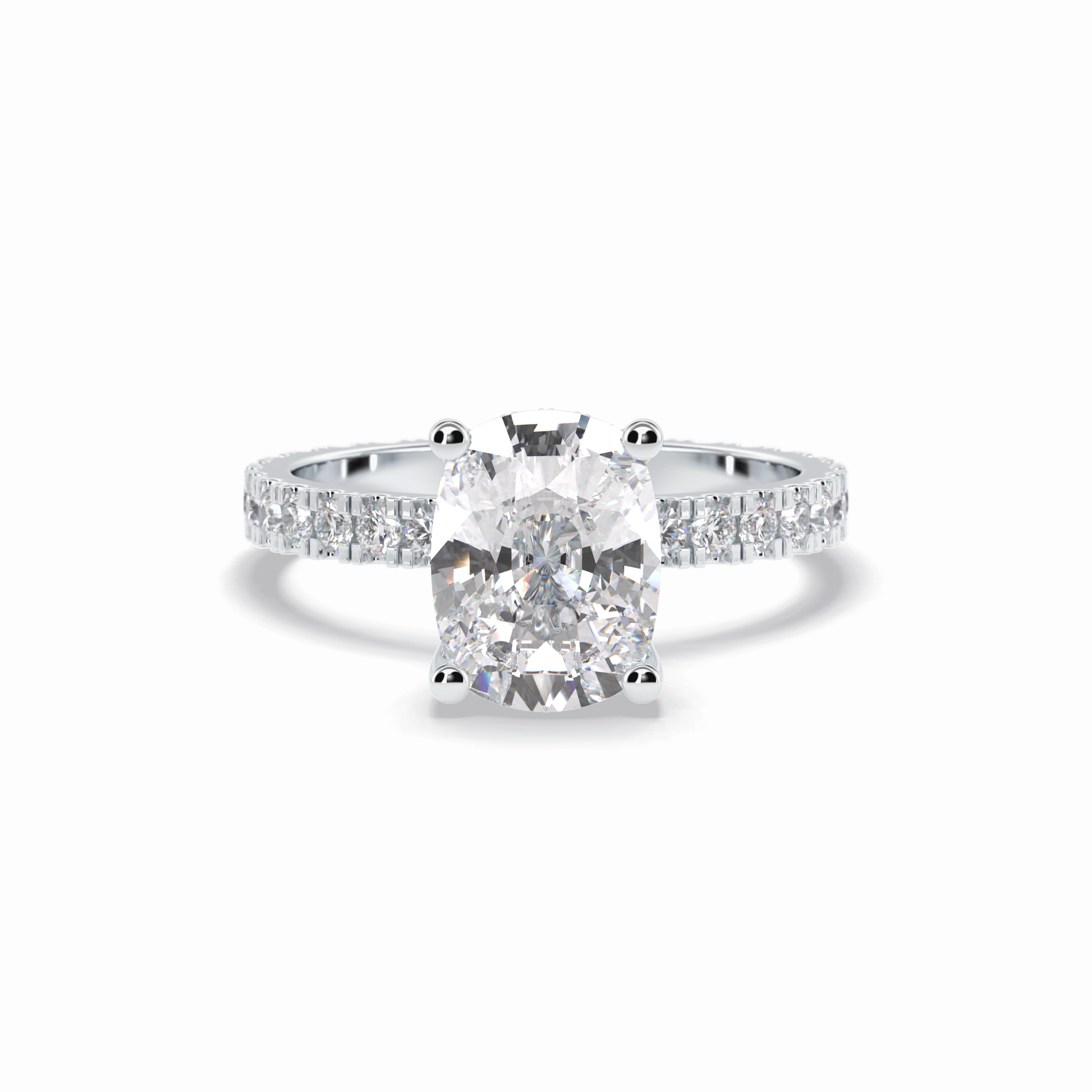 Cushion Hidden Halo & Pave Lab Grown Diamond Engagement Ring