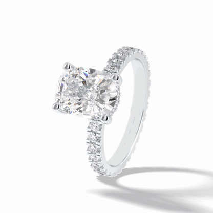 Cushion Hidden Halo & Pave Lab Grown Diamond Engagement Ring