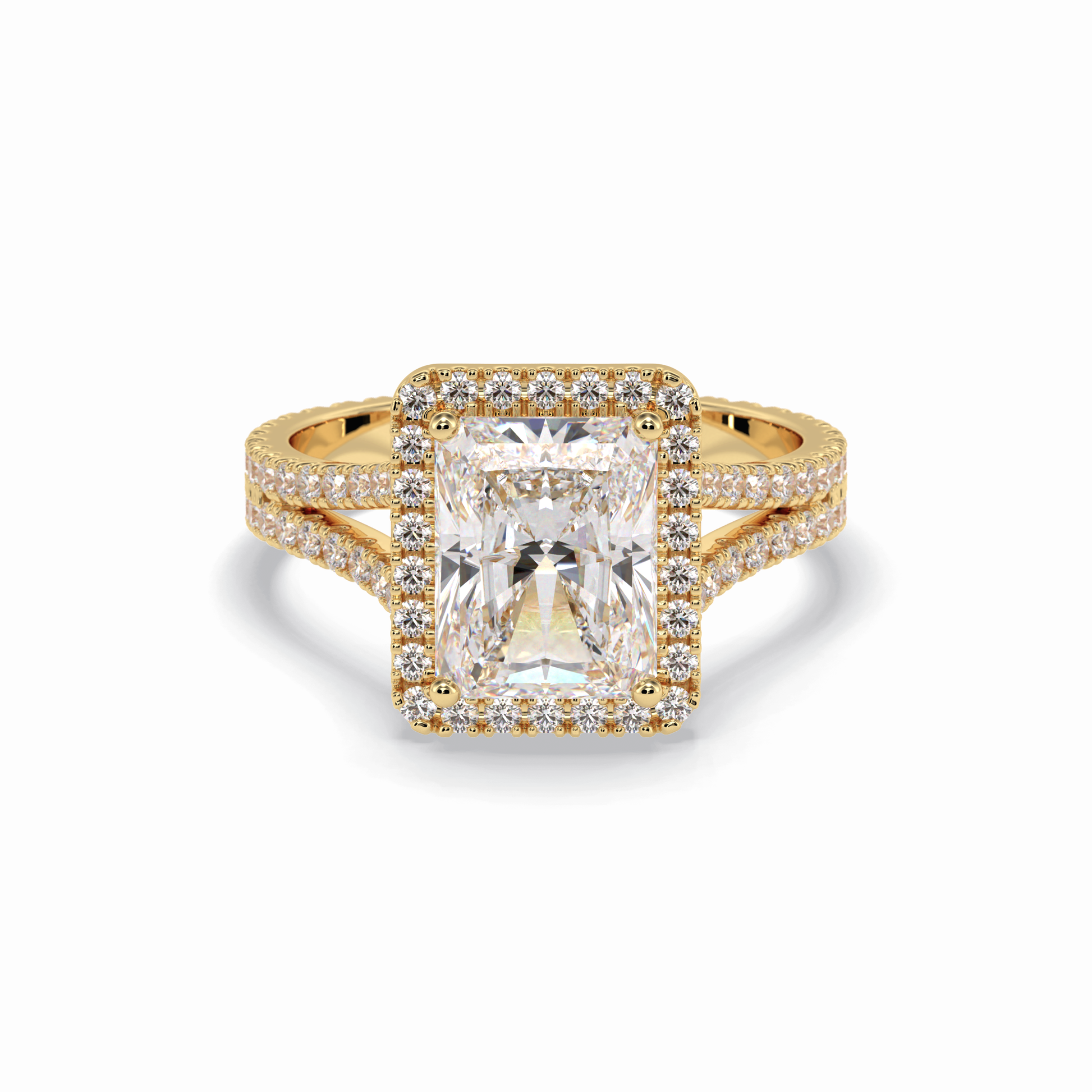 Radiant Halo, Pave & Split Shank Lab Grown Diamond Engagement Ring