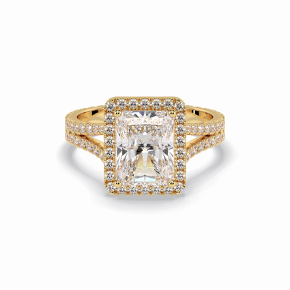 Radiant Halo, Pave & Split Shank Lab Grown Diamond Engagement Ring