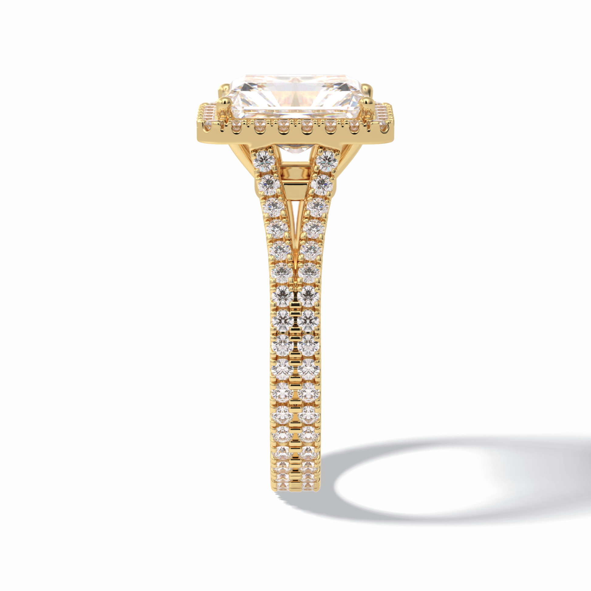 Radiant Halo, Pave & Split Shank Lab Grown Diamond Engagement Ring