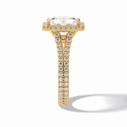 Radiant Halo, Pave & Split Shank Lab Grown Diamond Engagement Ring