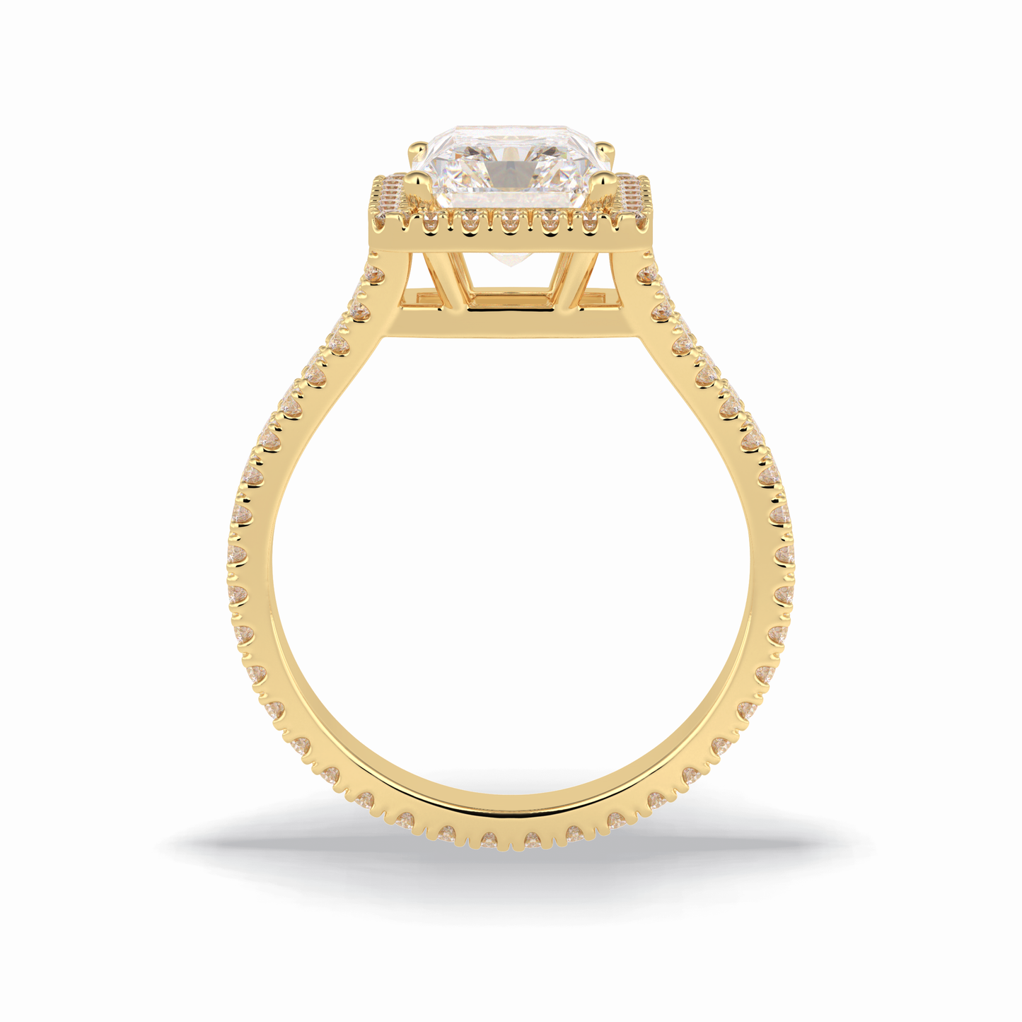 Radiant Halo, Pave & Split Shank Lab Grown Diamond Engagement Ring