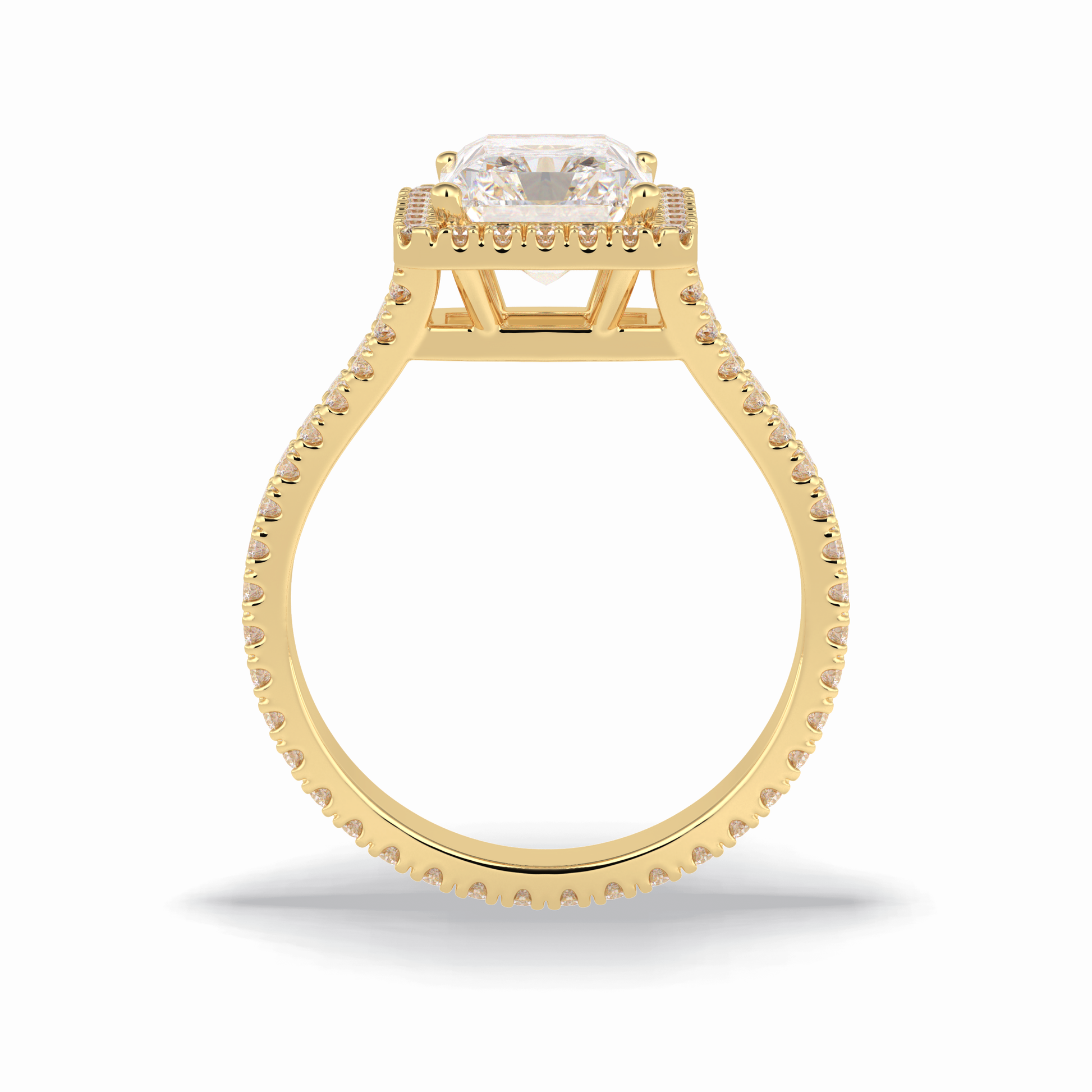 Radiant Halo, Pave & Split Shank Lab Grown Diamond Engagement Ring
