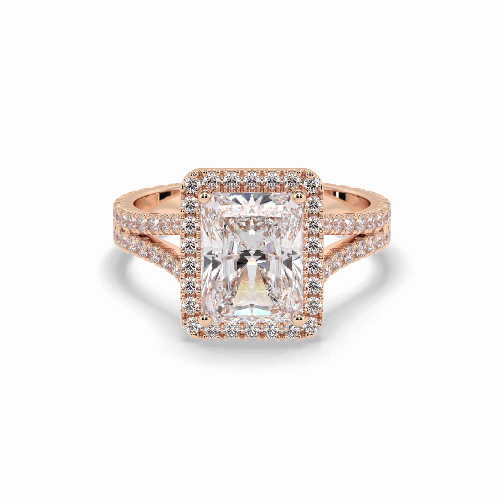 Radiant Halo, Pave & Split Shank Lab Grown Diamond Engagement Ring