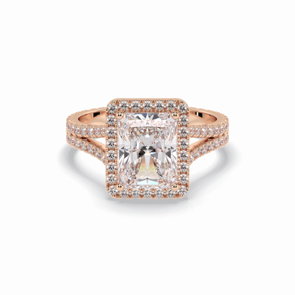 Radiant Halo, Pave & Split Shank Lab Grown Diamond Engagement Ring