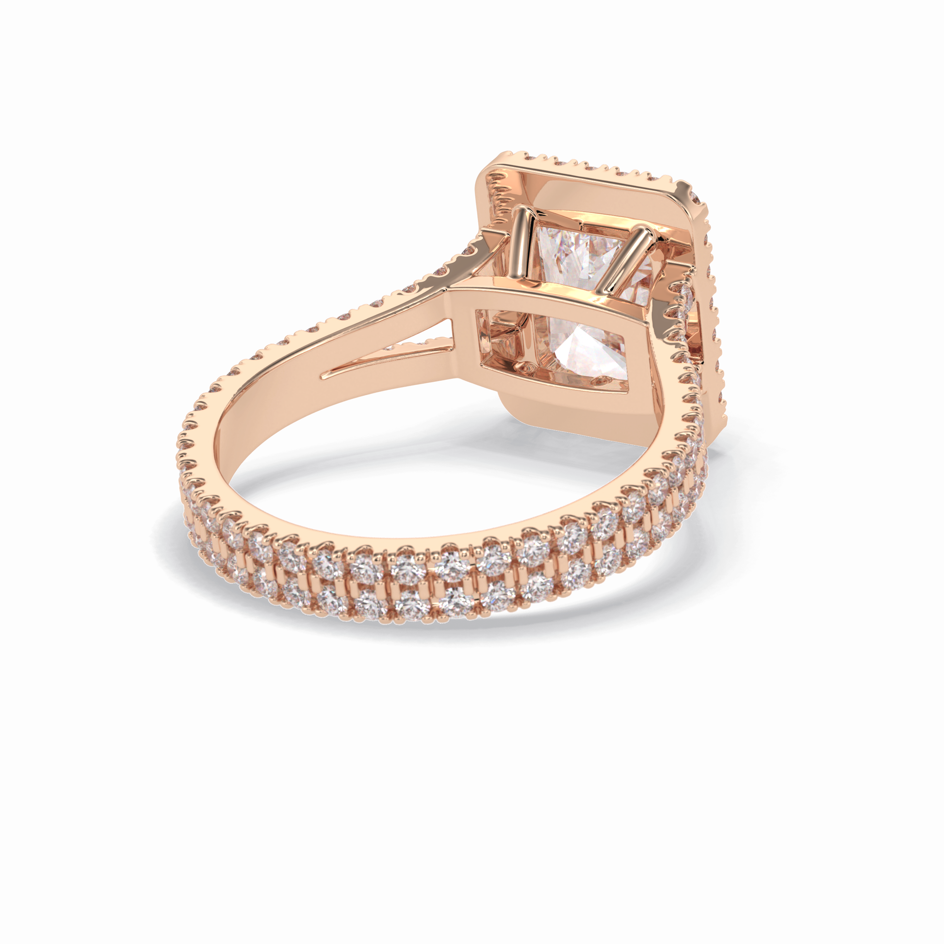 Radiant Halo, Pave & Split Shank Lab Grown Diamond Engagement Ring