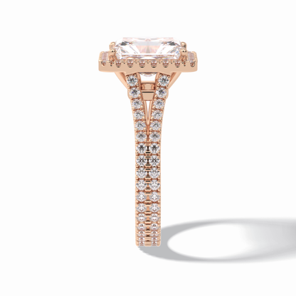 Radiant Halo, Pave & Split Shank Lab Grown Diamond Engagement Ring
