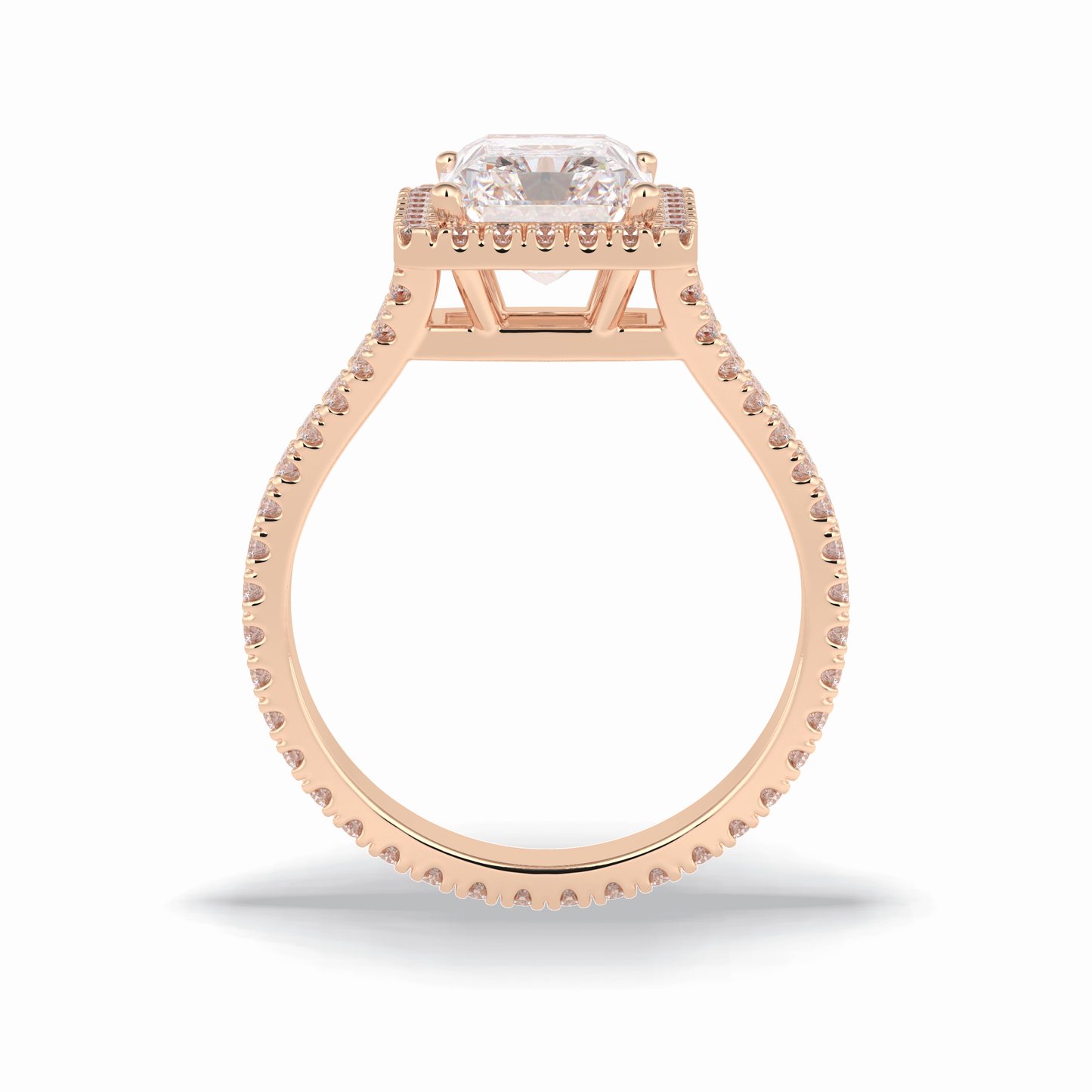 Radiant Halo, Pave & Split Shank Lab Grown Diamond Engagement Ring