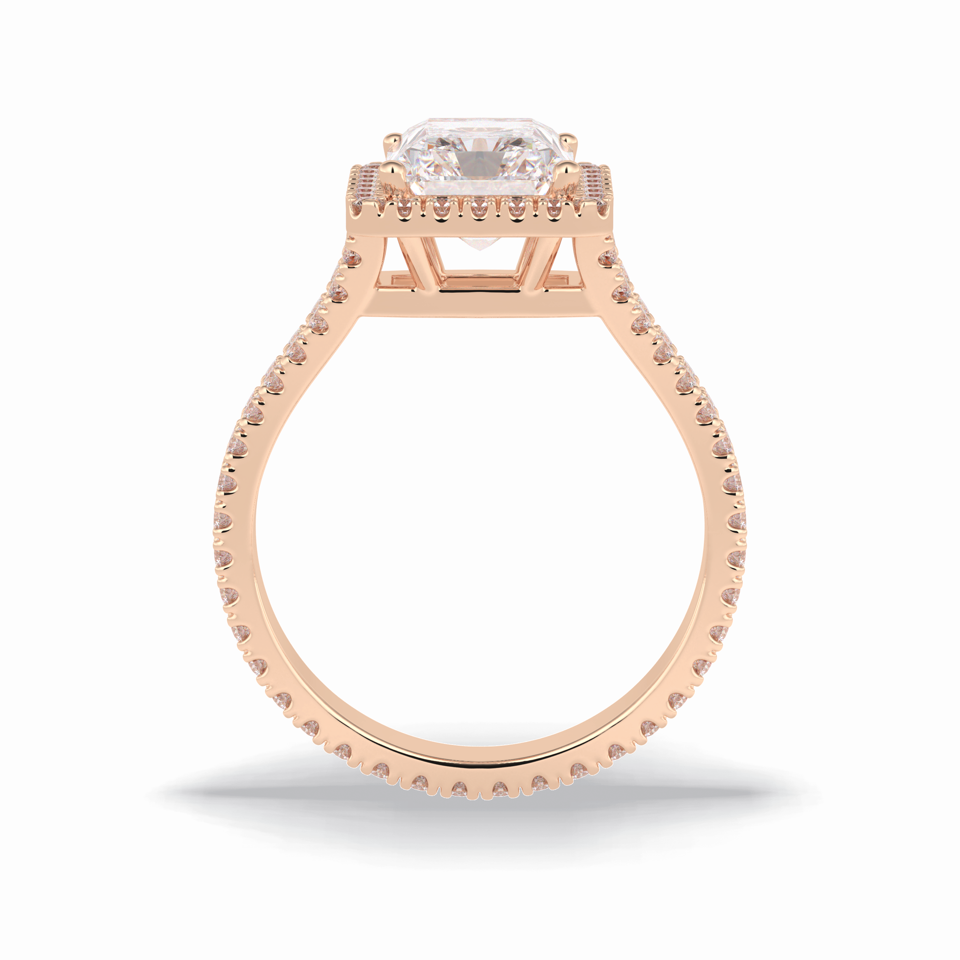 Radiant Halo, Pave & Split Shank Lab Grown Diamond Engagement Ring
