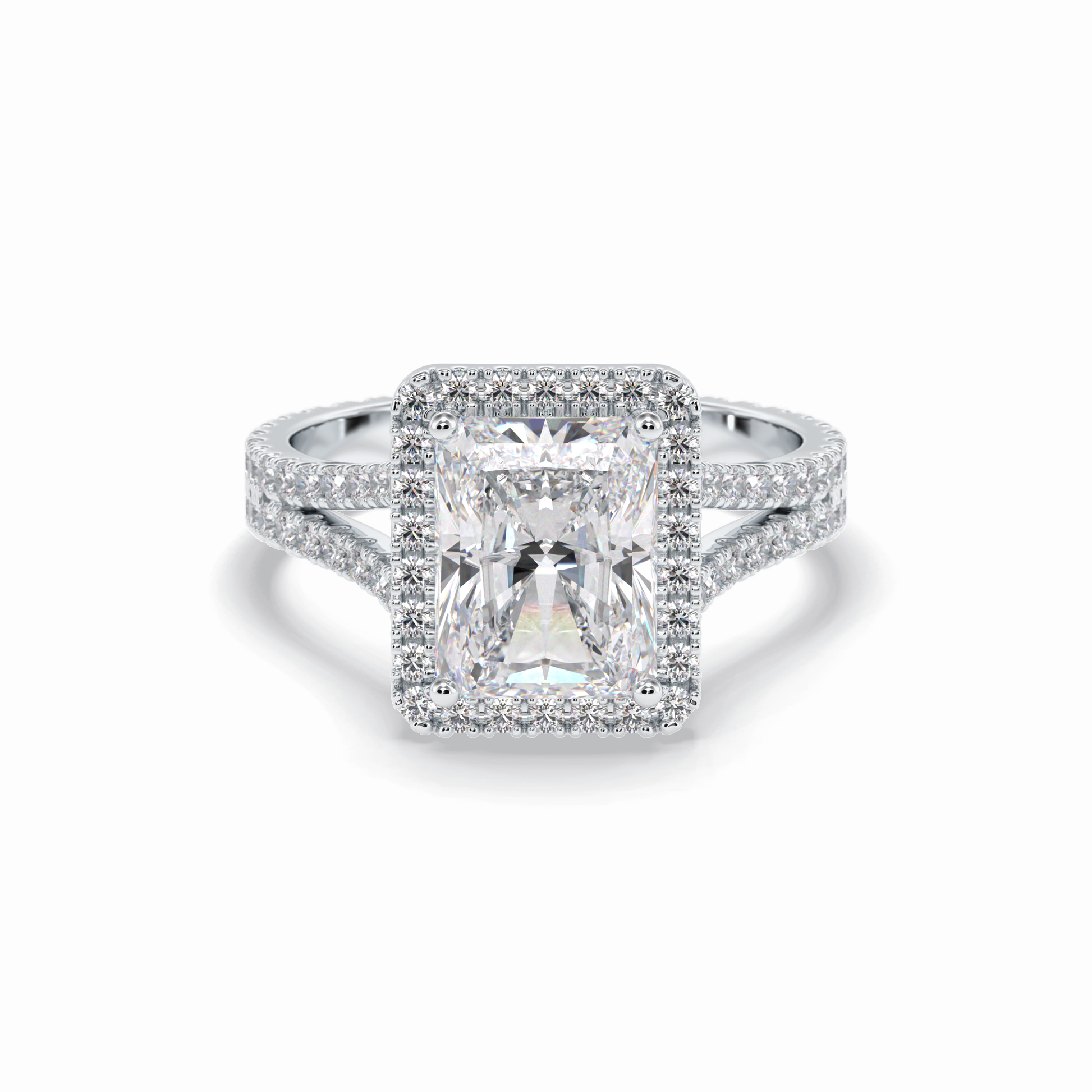 Radiant Halo, Pave & Split Shank Lab Grown Diamond Engagement Ring