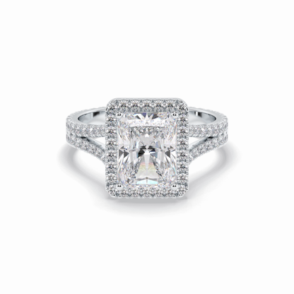 Radiant Halo, Pave & Split Shank Lab Grown Diamond Engagement Ring