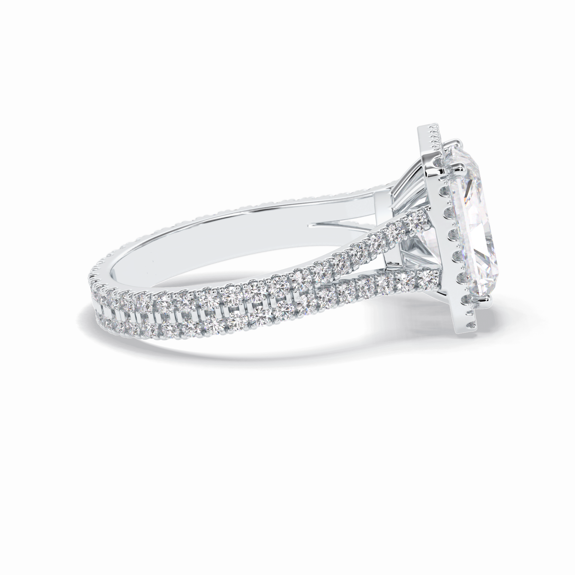 Radiant Halo, Pave & Split Shank Lab Grown Diamond Engagement Ring