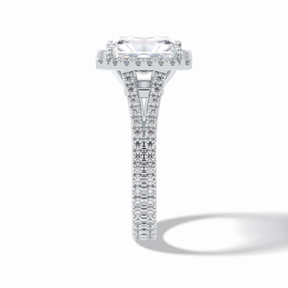 Radiant Halo, Pave & Split Shank Lab Grown Diamond Engagement Ring