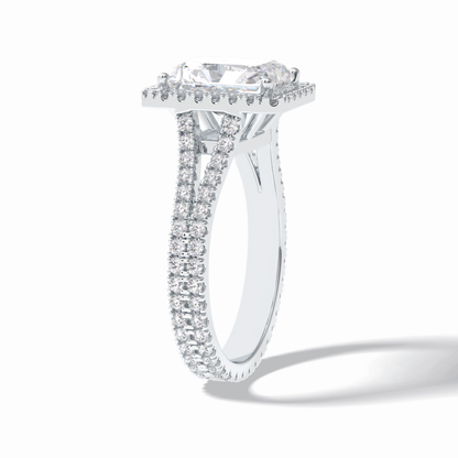 Radiant Halo, Pave & Split Shank Lab Grown Diamond Engagement Ring