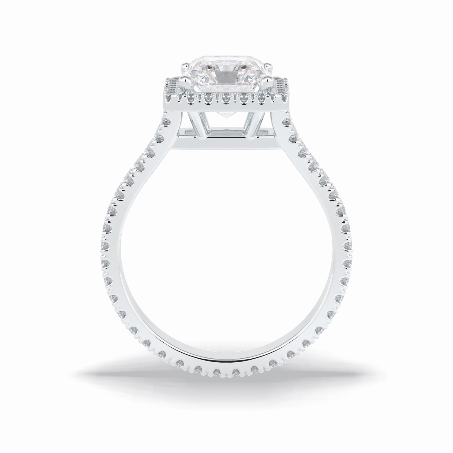 Radiant Halo, Pave & Split Shank Lab Grown Diamond Engagement Ring