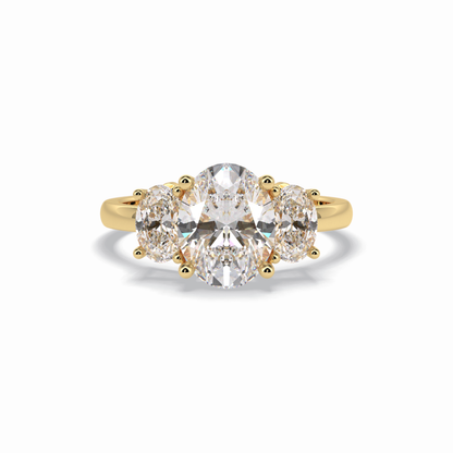 Oval Three Stone Lab Grown Diamond Engagement Ring