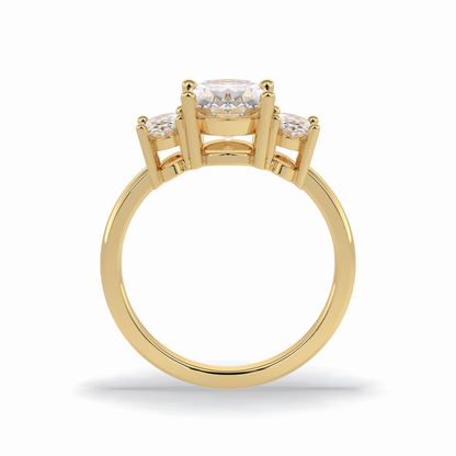 Oval Three Stone Lab Grown Diamond Engagement Ring