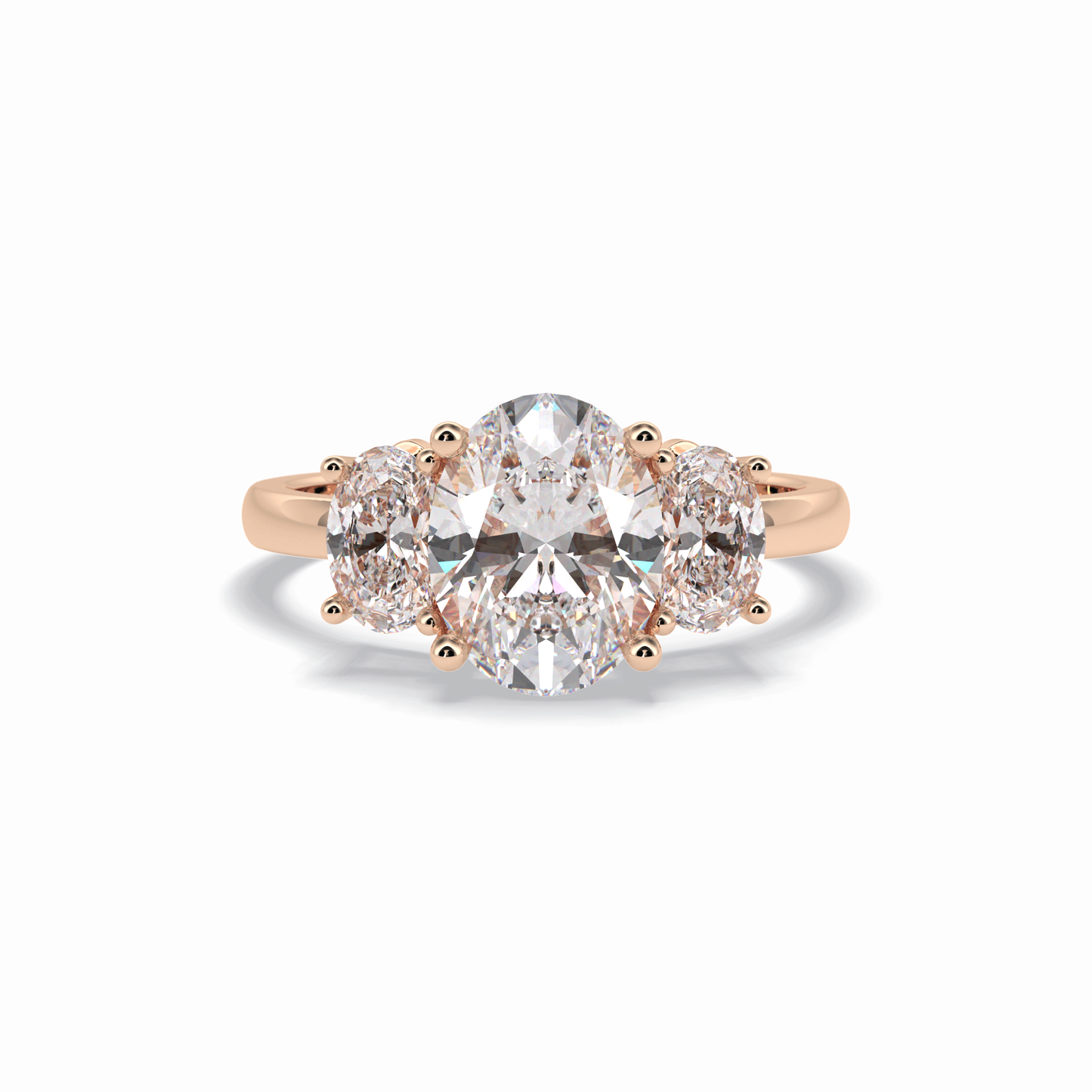 Oval Three Stone Lab Grown Diamond Engagement Ring