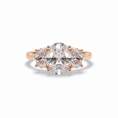 Oval Three Stone Lab Grown Diamond Engagement Ring
