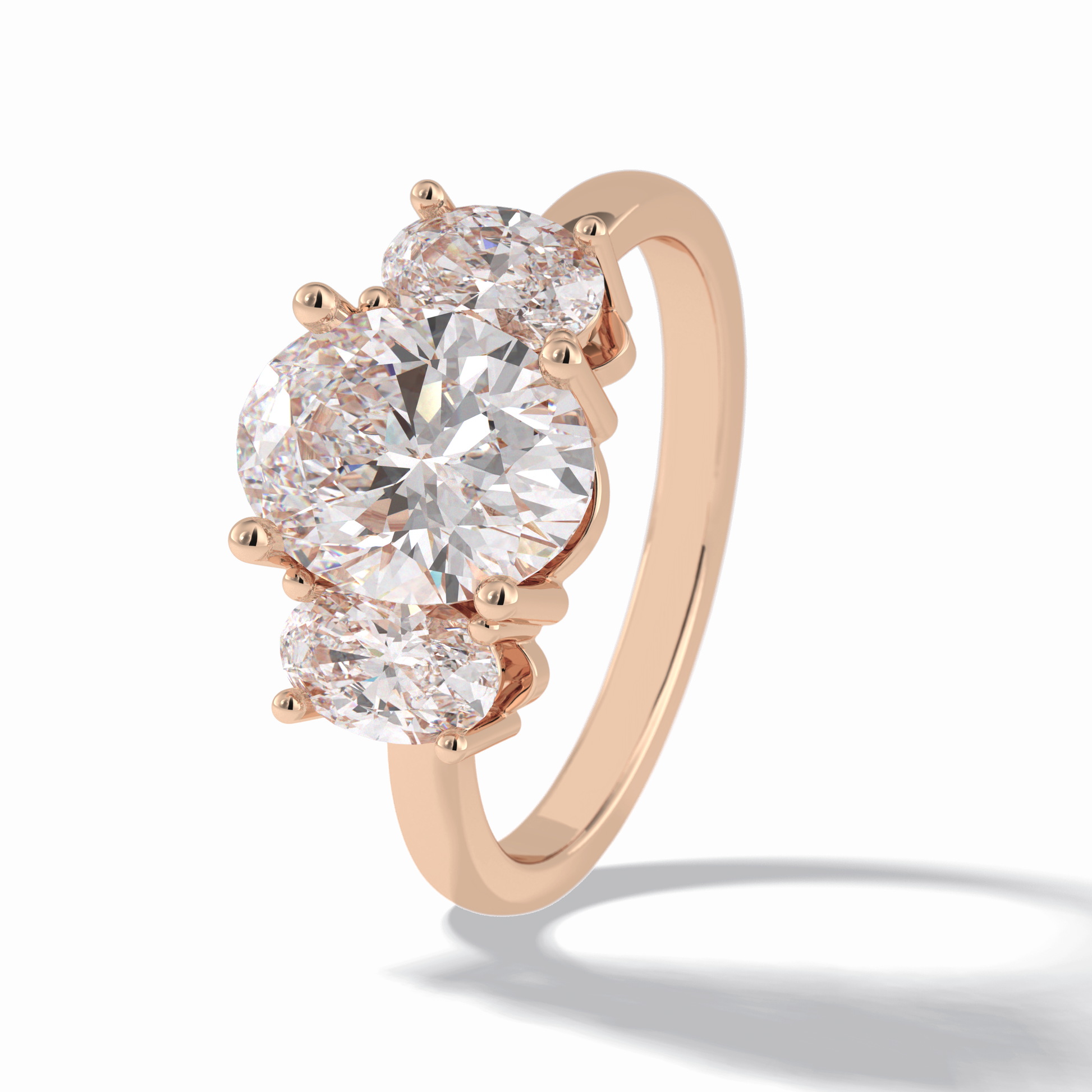 Oval Three Stone Lab Grown Diamond Engagement Ring