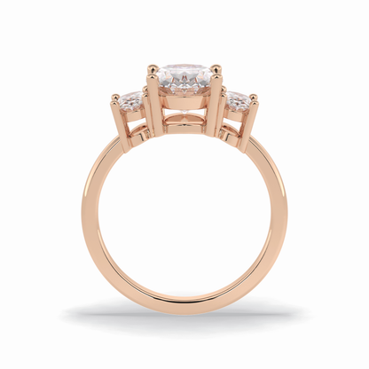 Oval Three Stone Lab Grown Diamond Engagement Ring