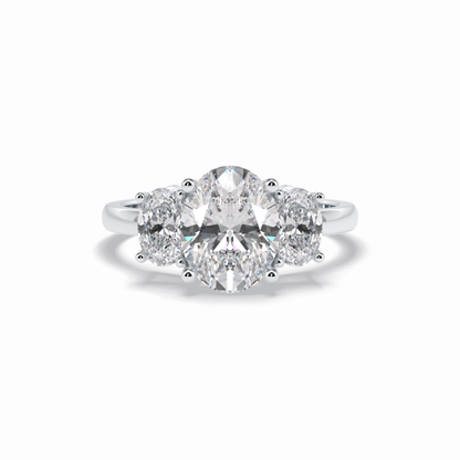 Oval Three Stone Lab Grown Diamond Engagement Ring