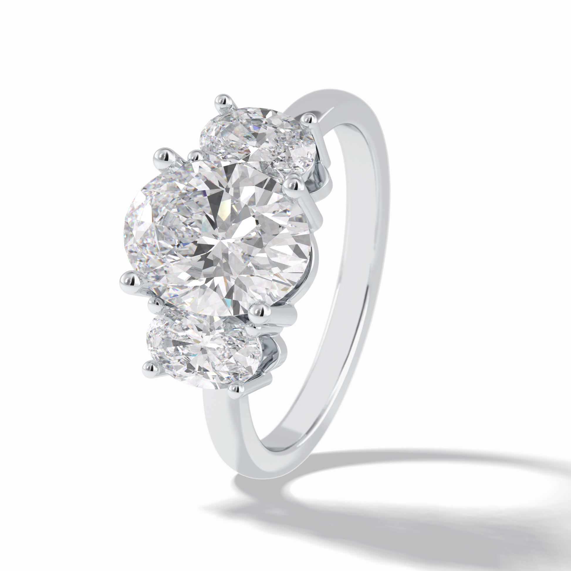 Oval Three Stone Lab Grown Diamond Engagement Ring