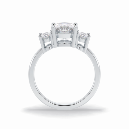 Oval Three Stone Lab Grown Diamond Engagement Ring