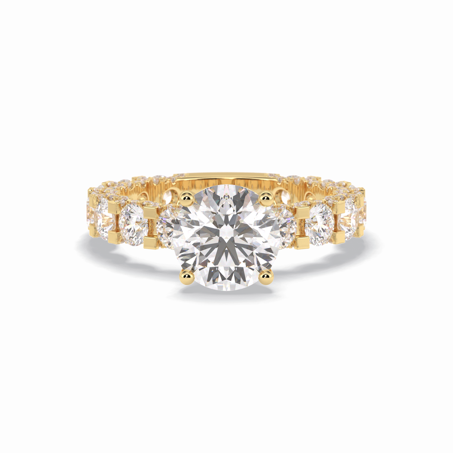 Round Pave Lab Grown Diamond Engagement Ring