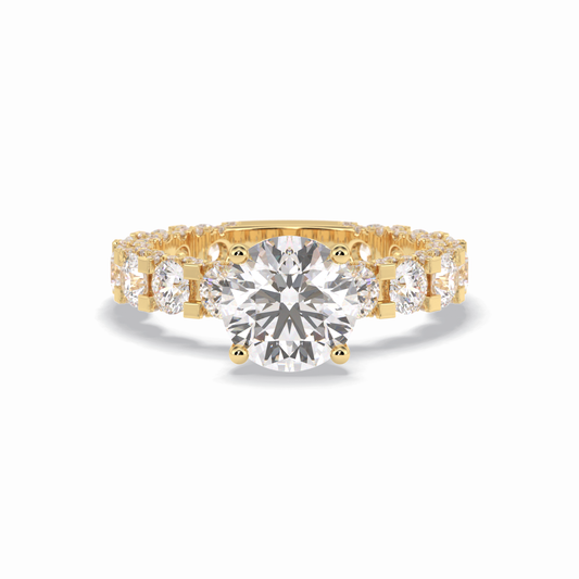 Round Pave Lab Grown Diamond Engagement Ring