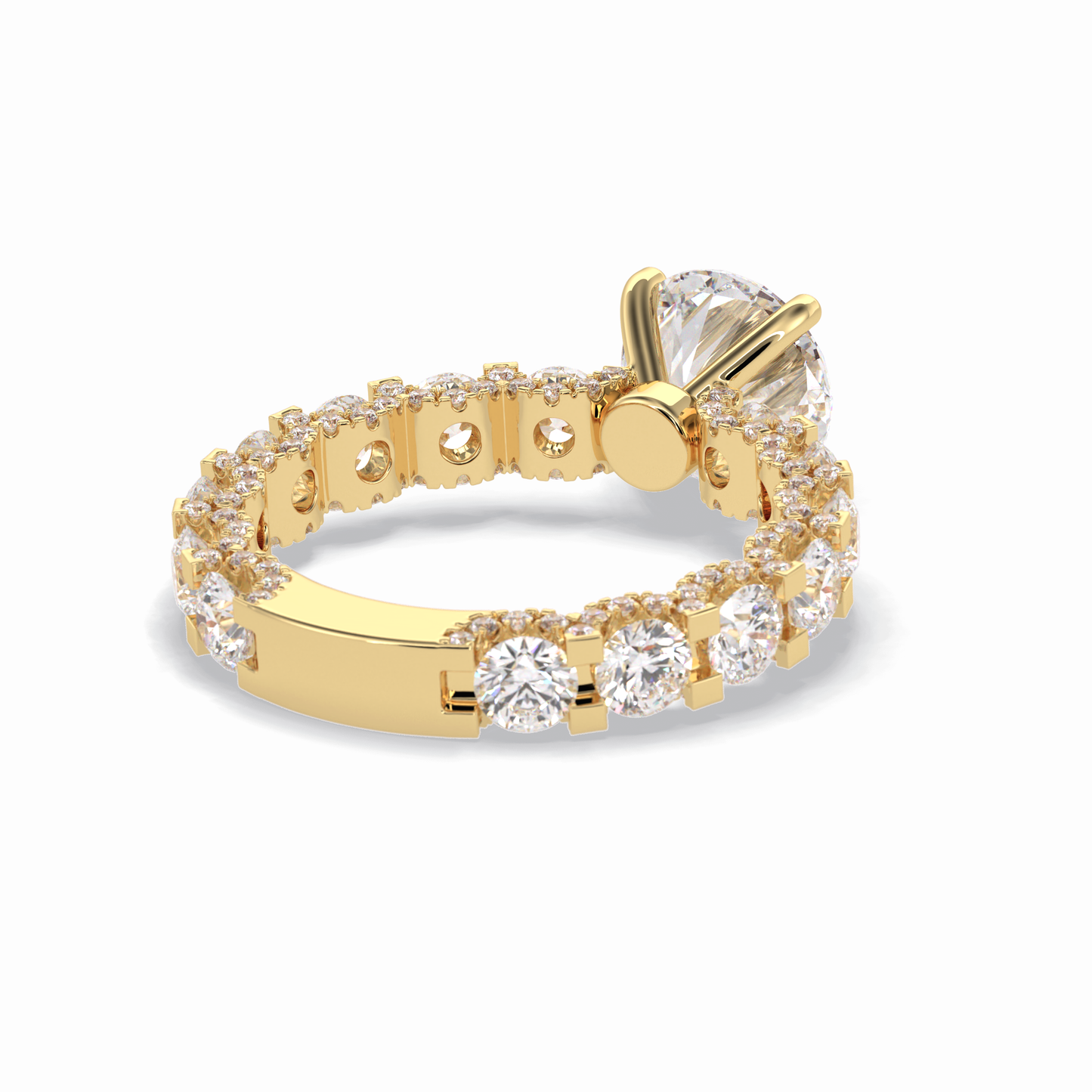 Round Pave Lab Grown Diamond Engagement Ring