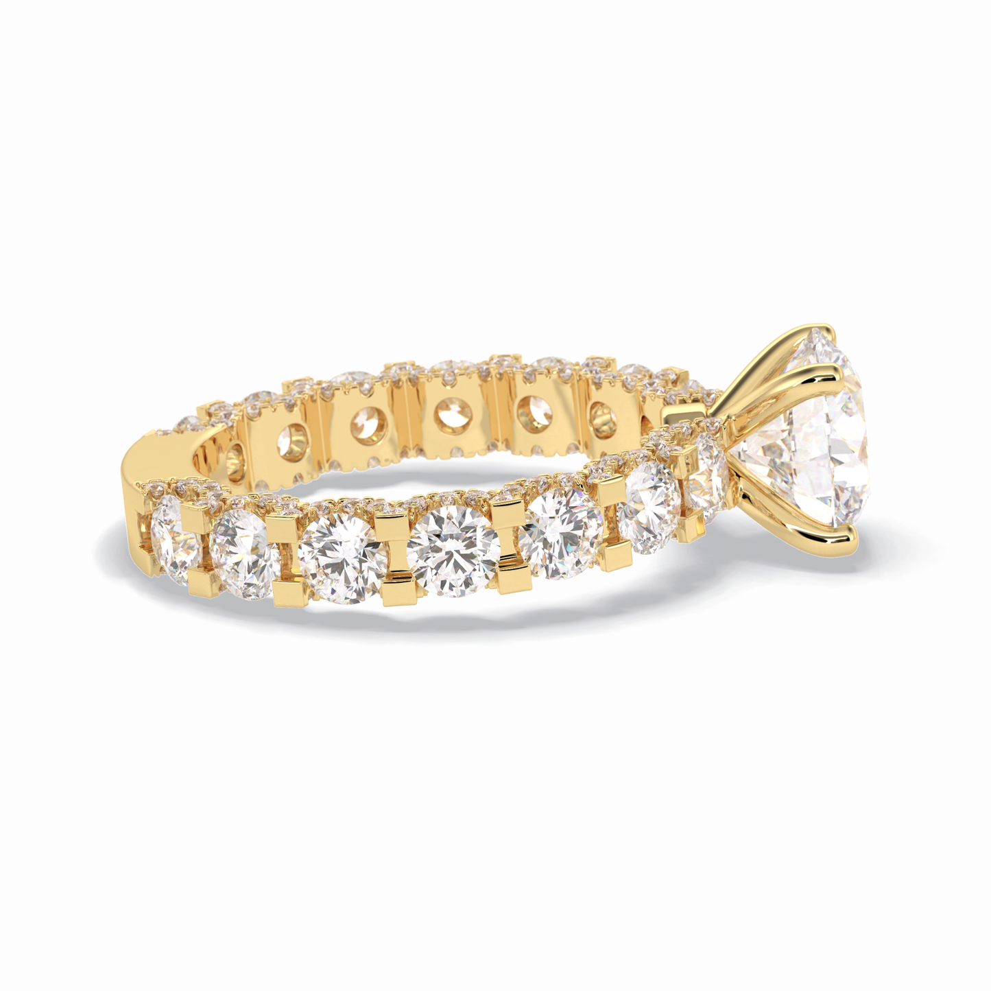 Round Pave Lab Grown Diamond Engagement Ring