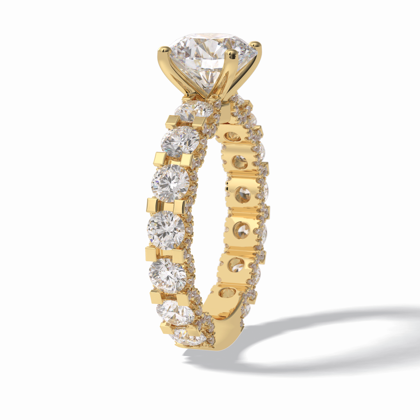 Round Pave Lab Grown Diamond Engagement Ring