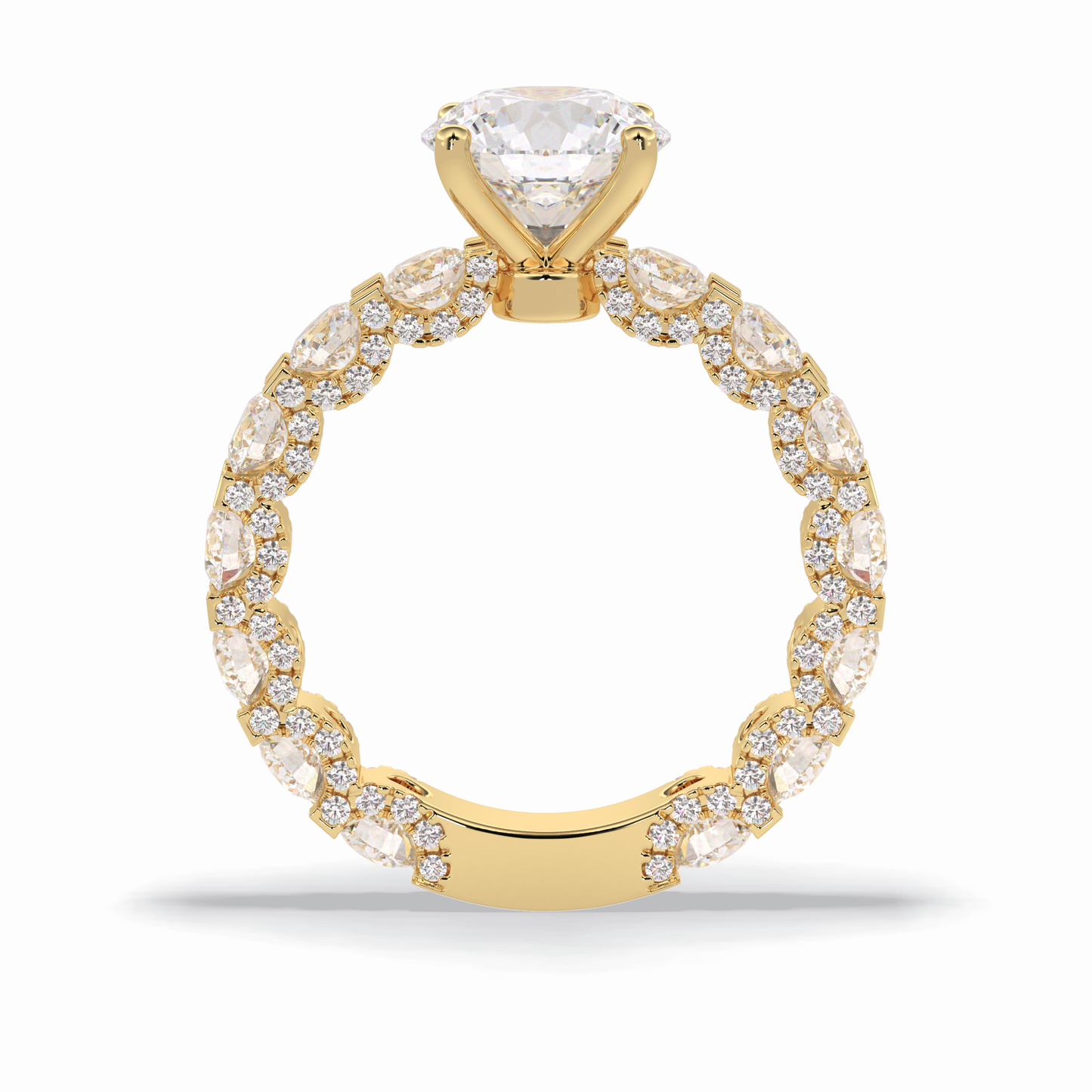 Round Pave Lab Grown Diamond Engagement Ring