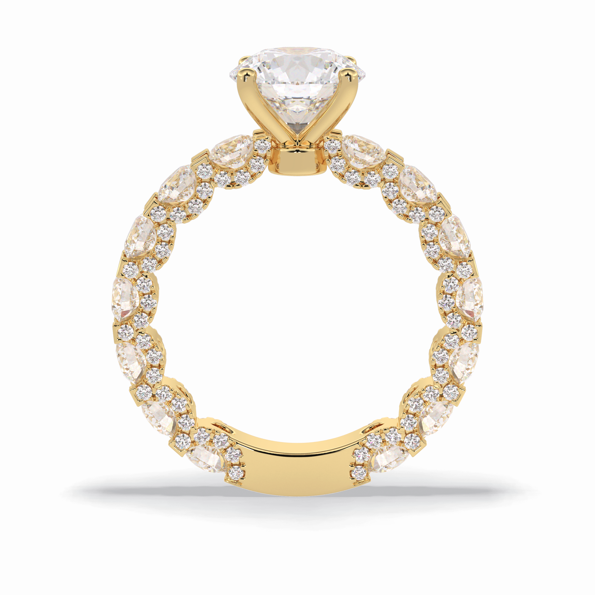 Round Pave Lab Grown Diamond Engagement Ring