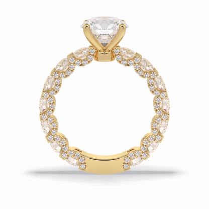 Round Pave Lab Grown Diamond Engagement Ring