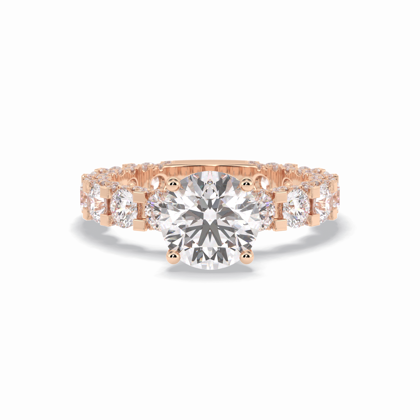 Round Pave Lab Grown Diamond Engagement Ring