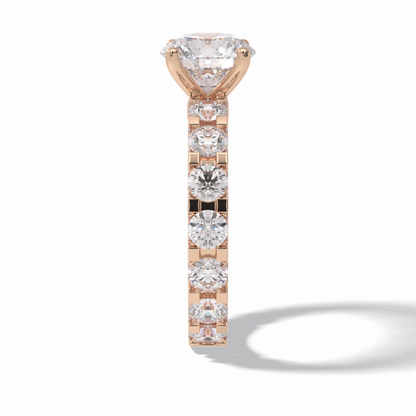 Round Pave Lab Grown Diamond Engagement Ring