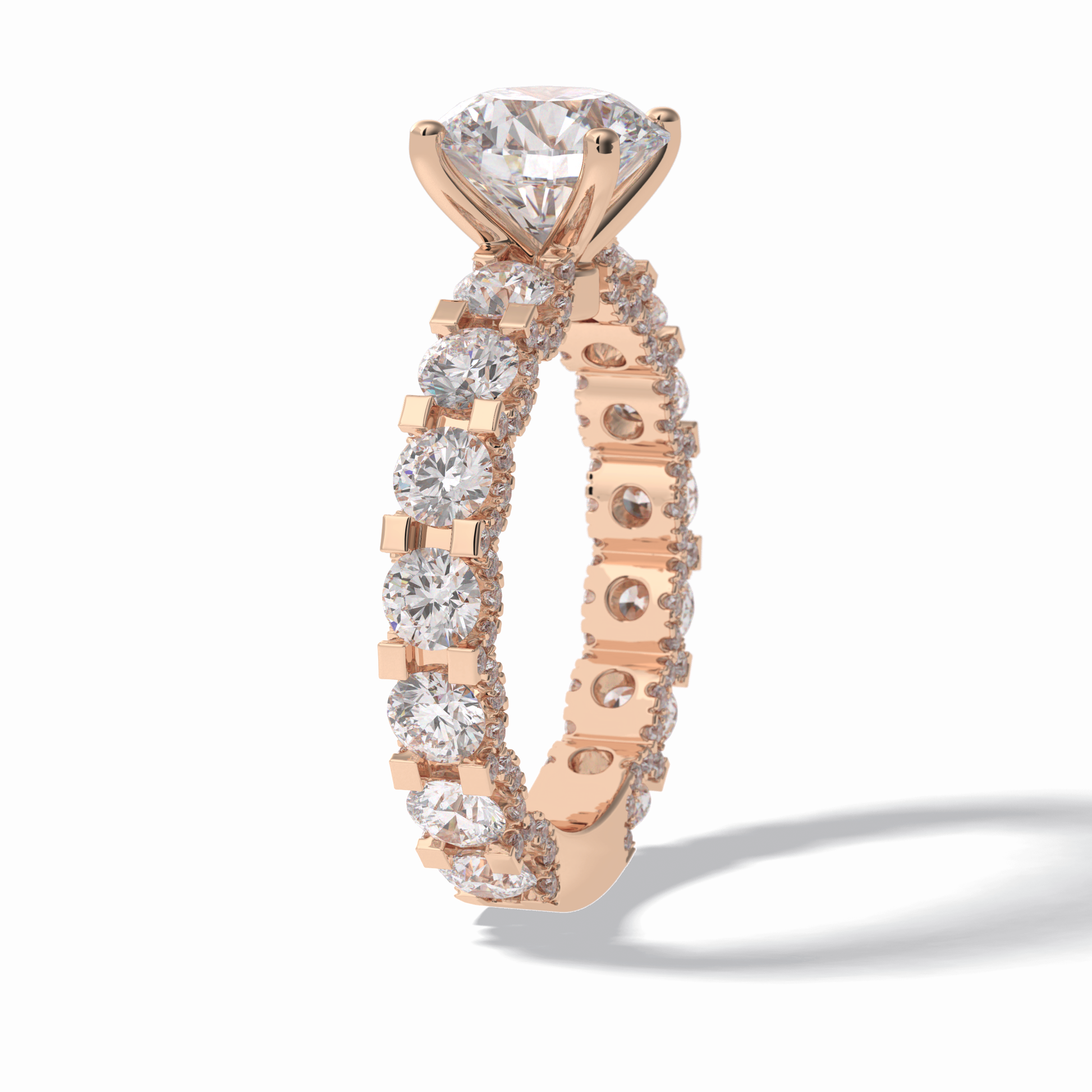 Round Pave Lab Grown Diamond Engagement Ring