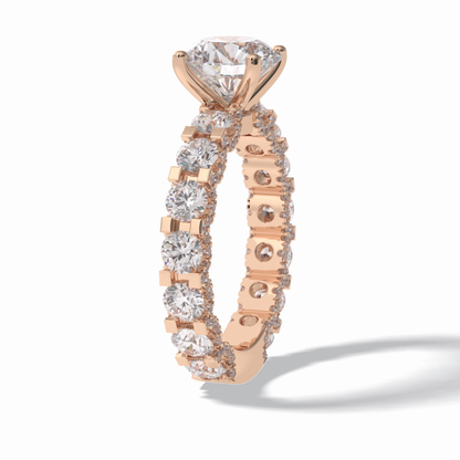 Round Pave Lab Grown Diamond Engagement Ring