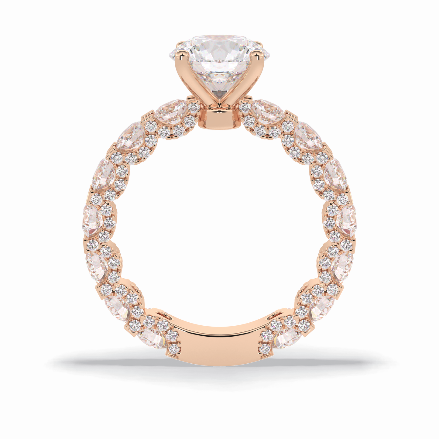 Round Pave Lab Grown Diamond Engagement Ring