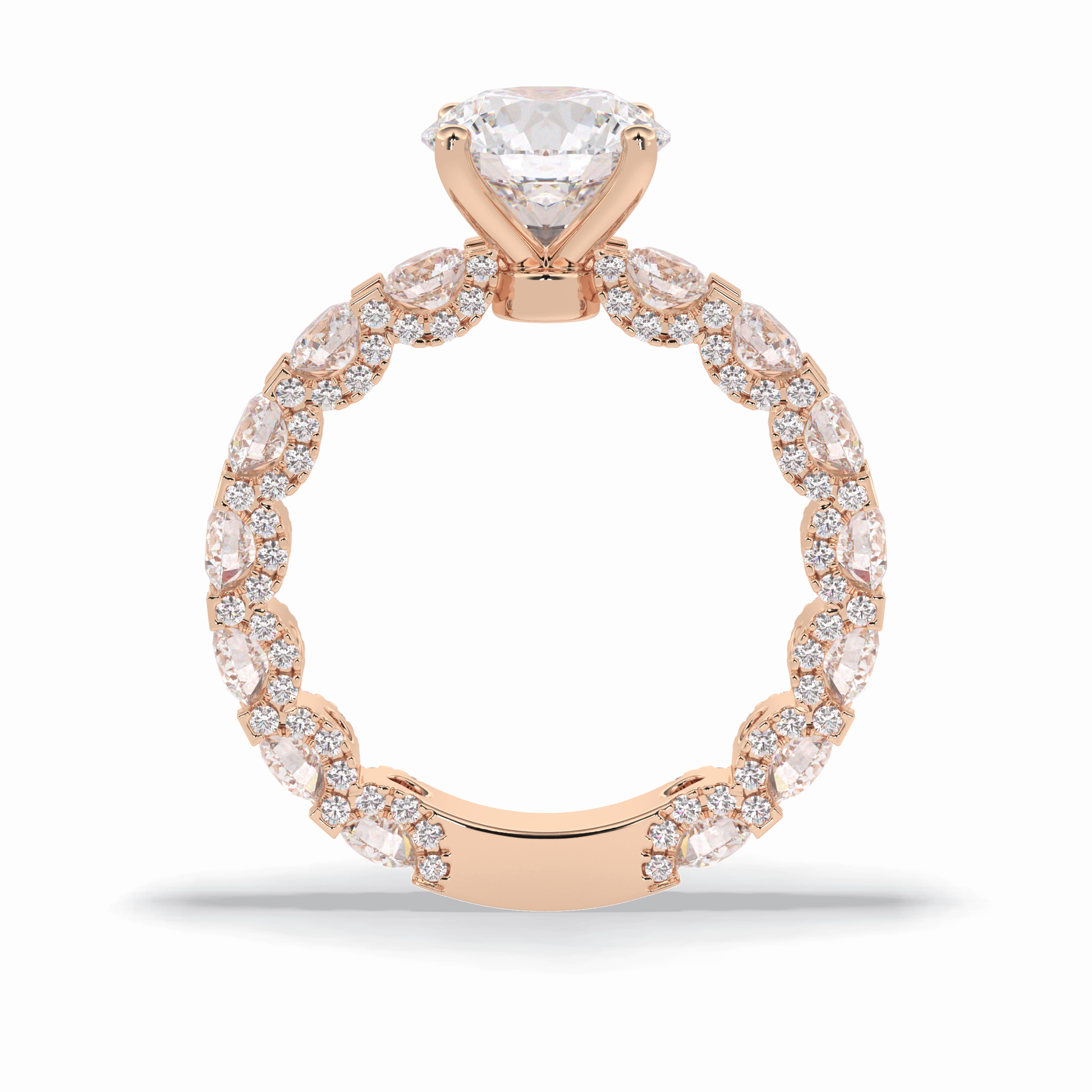 Round Pave Lab Grown Diamond Engagement Ring