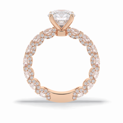Round Pave Lab Grown Diamond Engagement Ring
