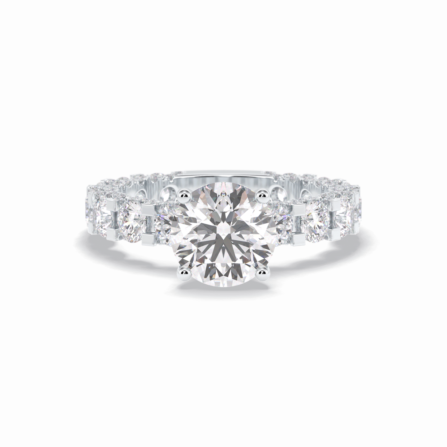 Round Pave Lab Grown Diamond Engagement Ring