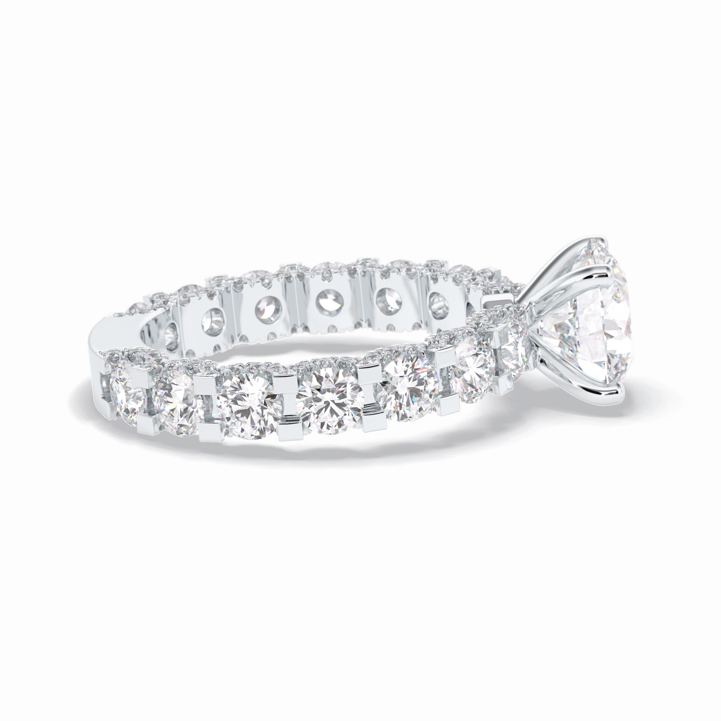 Round Pave Lab Grown Diamond Engagement Ring