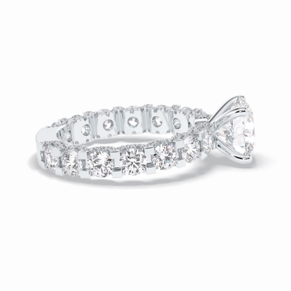 Round Pave Lab Grown Diamond Engagement Ring