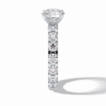 Round Pave Lab Grown Diamond Engagement Ring