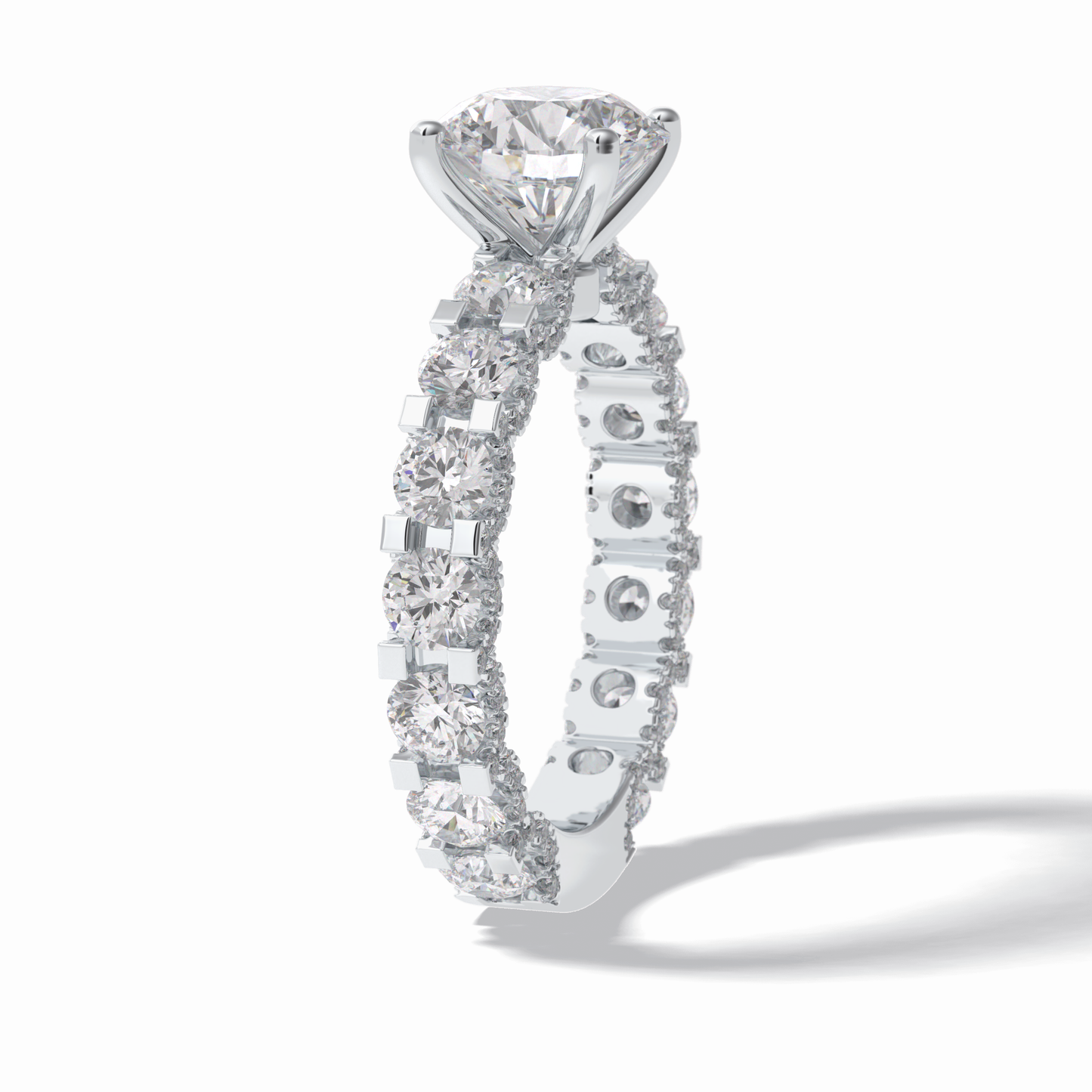 Round Pave Lab Grown Diamond Engagement Ring